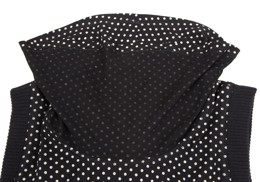 SENSOUNICO JAPAN. Black Dot Printed Belted Sleeveless Dress