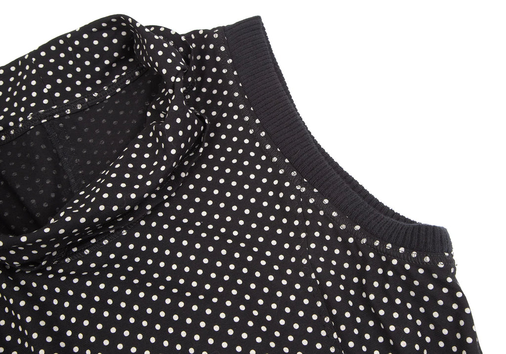 SENSOUNICO JAPAN. Black Dot Printed Belted Sleeveless Dress