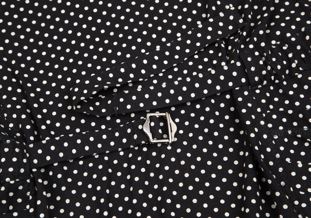 SENSOUNICO JAPAN. Black Dot Printed Belted Sleeveless Dress