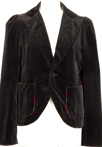 Prada Italy Vintage Plaid Sequins and White Collar Cotton Top