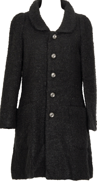 ISSEY MIYAKE JAPAN. Sunaokuwahara Metal Button Black Wool Knit Coat