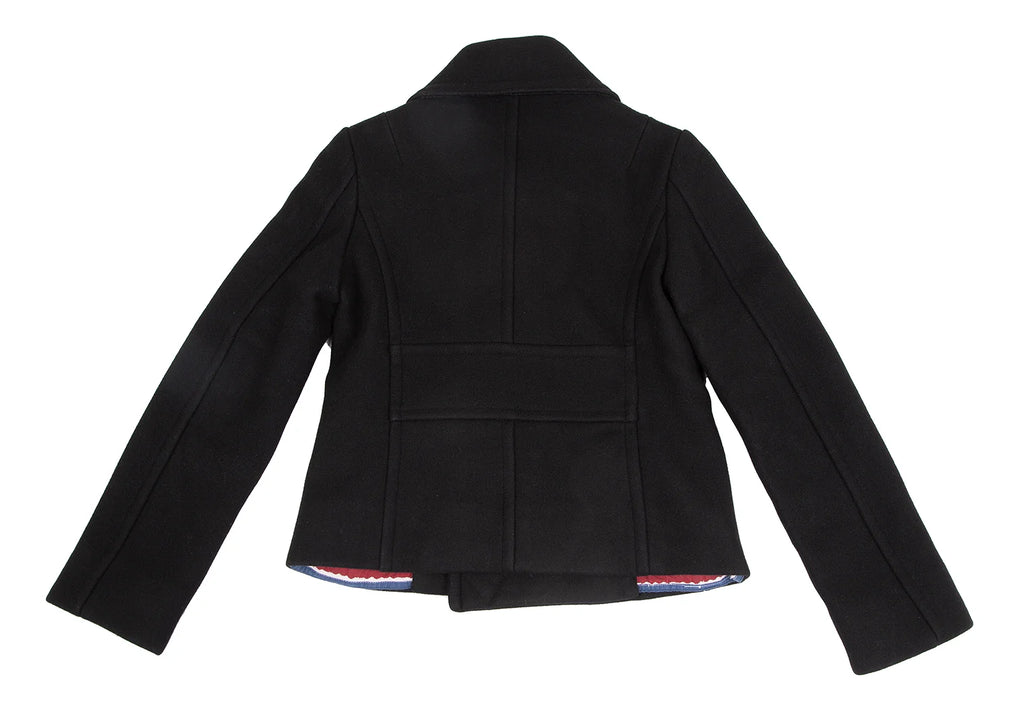 ISSEY MIYAKE JAPAN. sunaokuwahara Black Lamb Wool Blend Lining Tape Design Peacoat