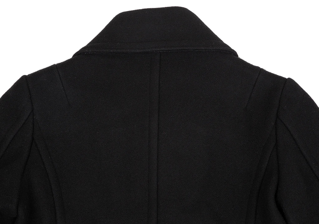 ISSEY MIYAKE JAPAN. sunaokuwahara Black Lamb Wool Blend Lining Tape Design Peacoat