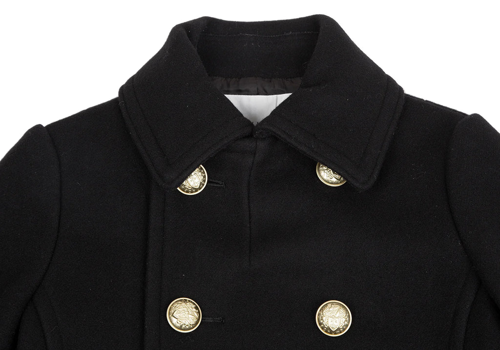 ISSEY MIYAKE JAPAN. sunaokuwahara Black Lamb Wool Blend Lining Tape Design Peacoat