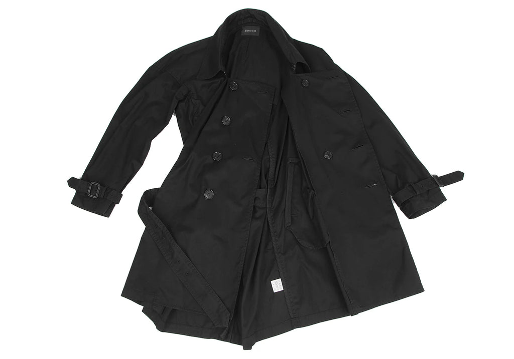 ISSEY MIYAKE JAPAN. zucca Dyed Black Cotton Trench Coat