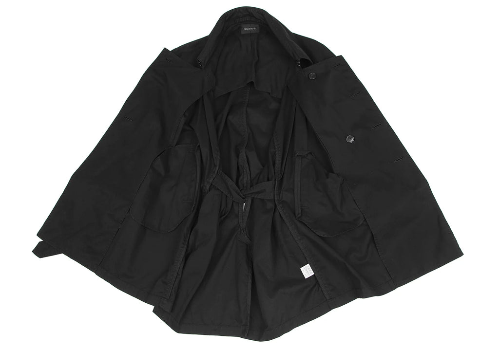 ISSEY MIYAKE JAPAN. zucca Dyed Black Cotton Trench Coat