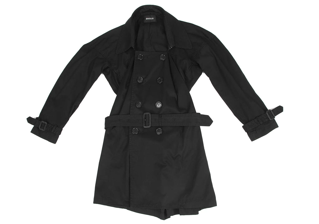 ISSEY MIYAKE JAPAN. zucca Dyed Black Cotton Trench Coat