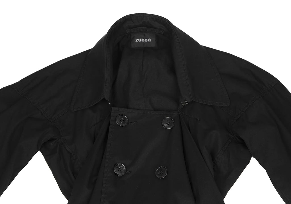 ISSEY MIYAKE JAPAN. zucca Dyed Black Cotton Trench Coat