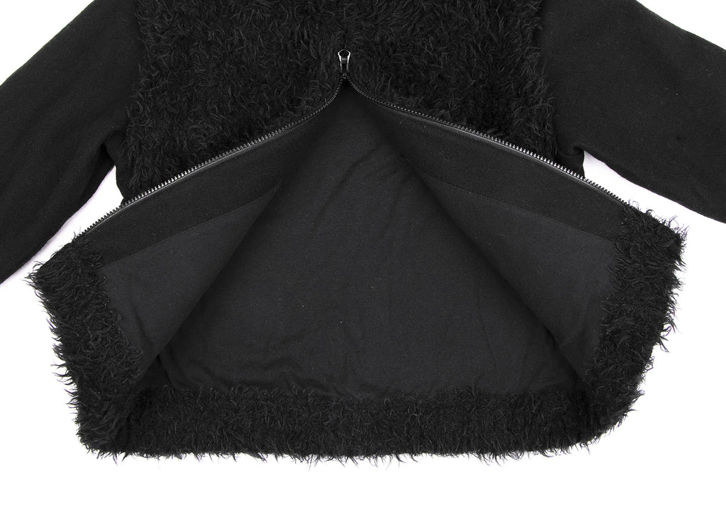 ISSEY MIYAKE JAPAN. HaaT Line. Black Alpaca Blended Fur Switching Blouson / Jacket