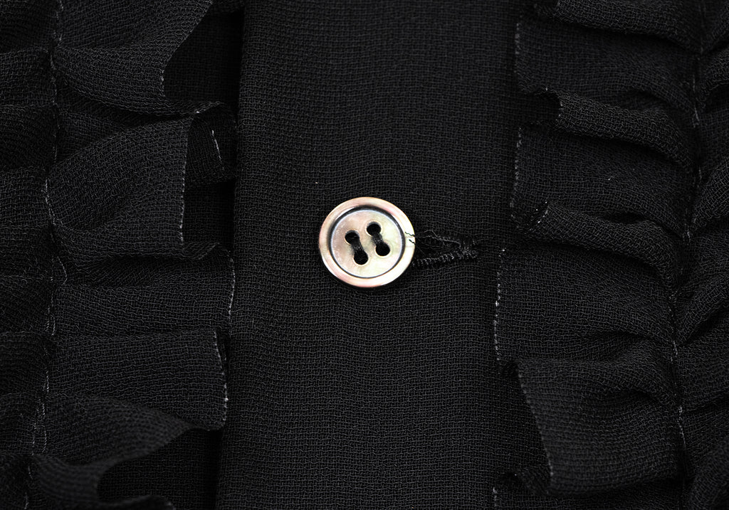 COMME des GARCONS JAPAN. Black Frill Semi-Sheer Chiffon Blouse