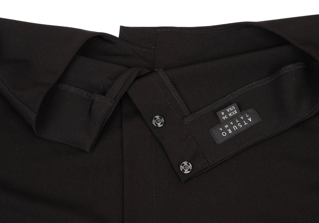 A/T ATSURO TAYAMA JAPAN. Black Pleated Switching Pullover Dress