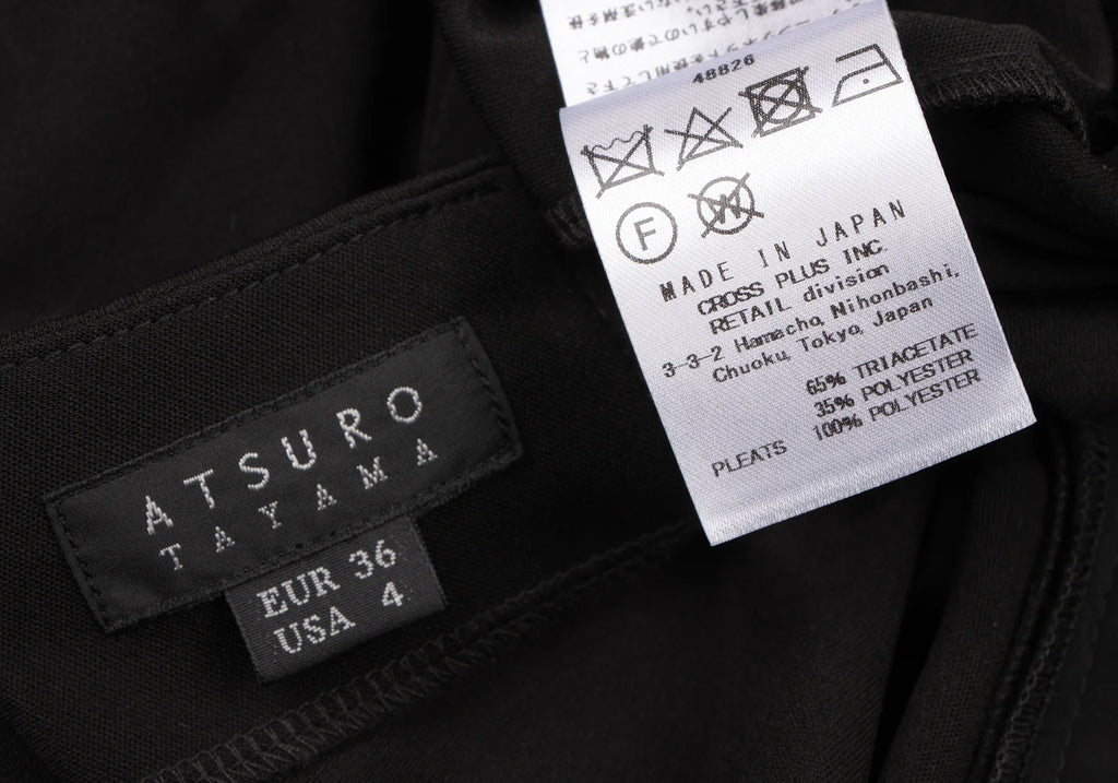 A/T ATSURO TAYAMA JAPAN. Black Pleated Switching Pullover Dress