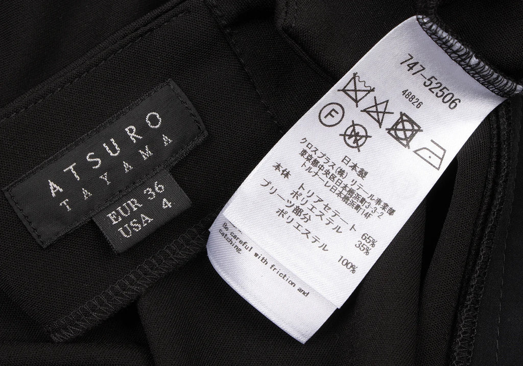 A/T ATSURO TAYAMA JAPAN. Black Pleated Switching Pullover Dress