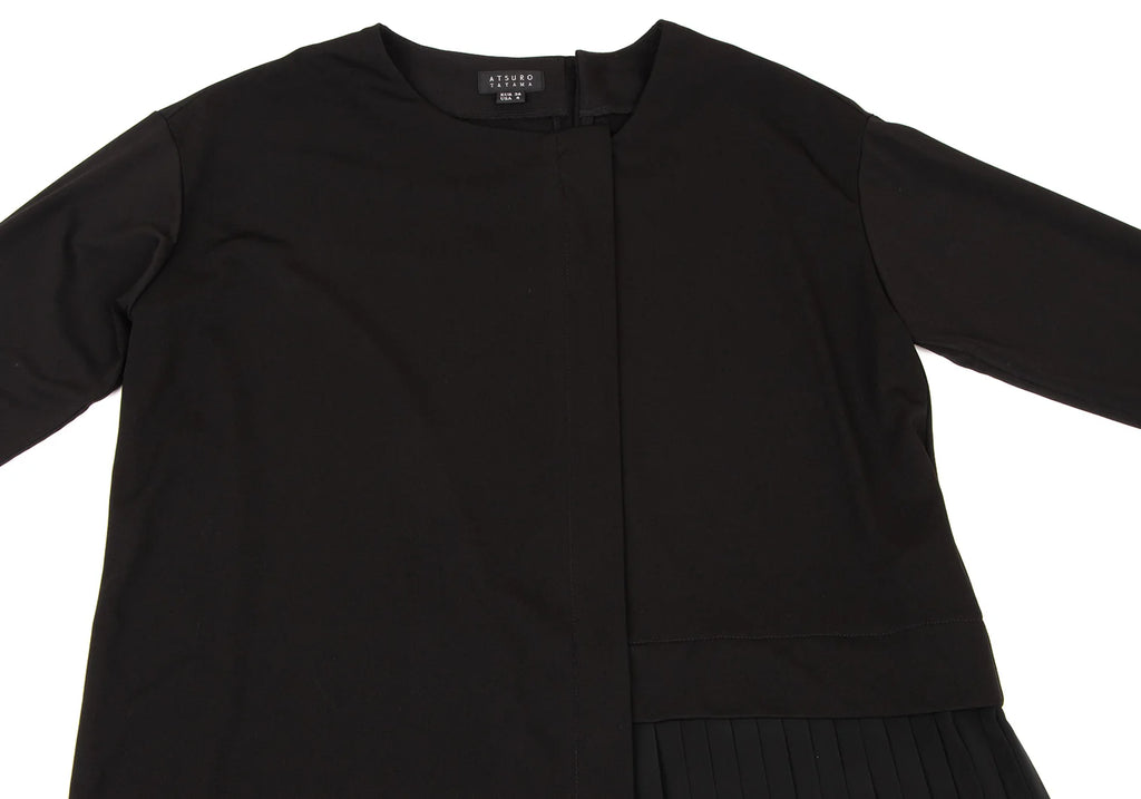 A/T ATSURO TAYAMA JAPAN. Black Pleated Switching Pullover Dress