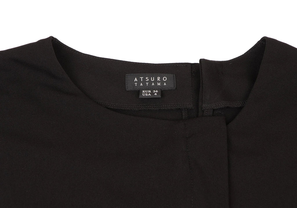 A/T ATSURO TAYAMA JAPAN. Black Pleated Switching Pullover Dress