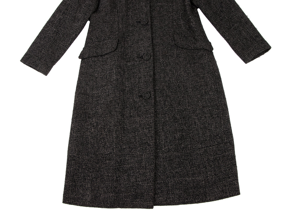 HIROKO KOSHINO JAPAN. HIROKO BIS. Black Wool Rayon Tweed Coat