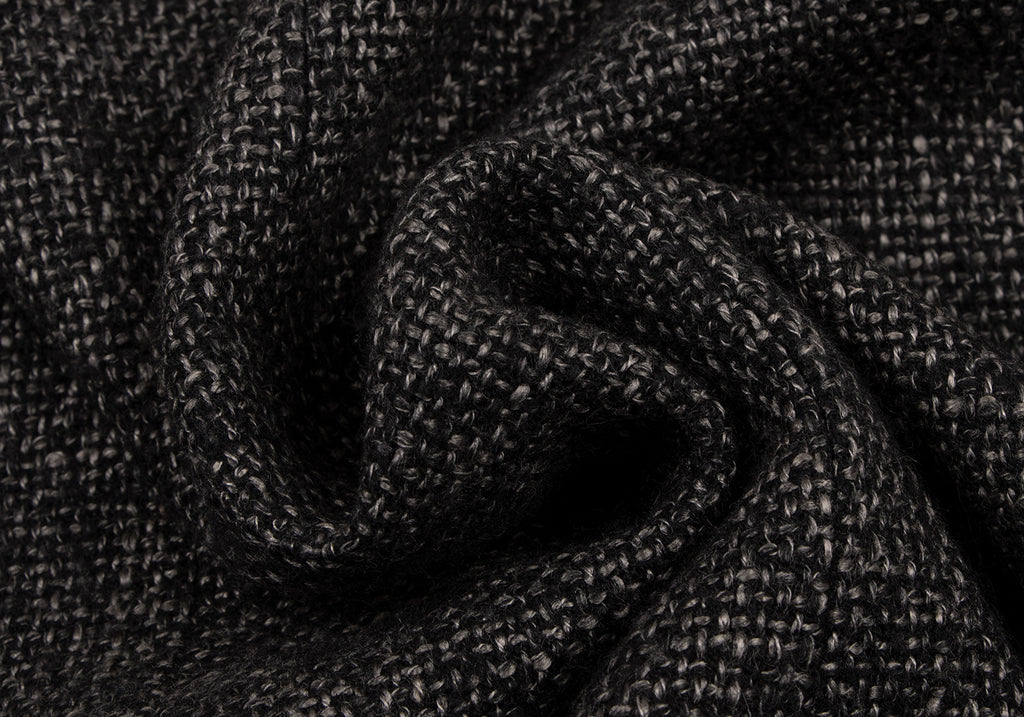 HIROKO KOSHINO JAPAN. HIROKO BIS. Black Wool Rayon Tweed Coat