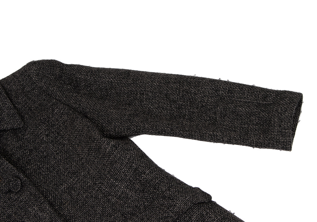 HIROKO KOSHINO JAPAN. HIROKO BIS. Black Wool Rayon Tweed Coat