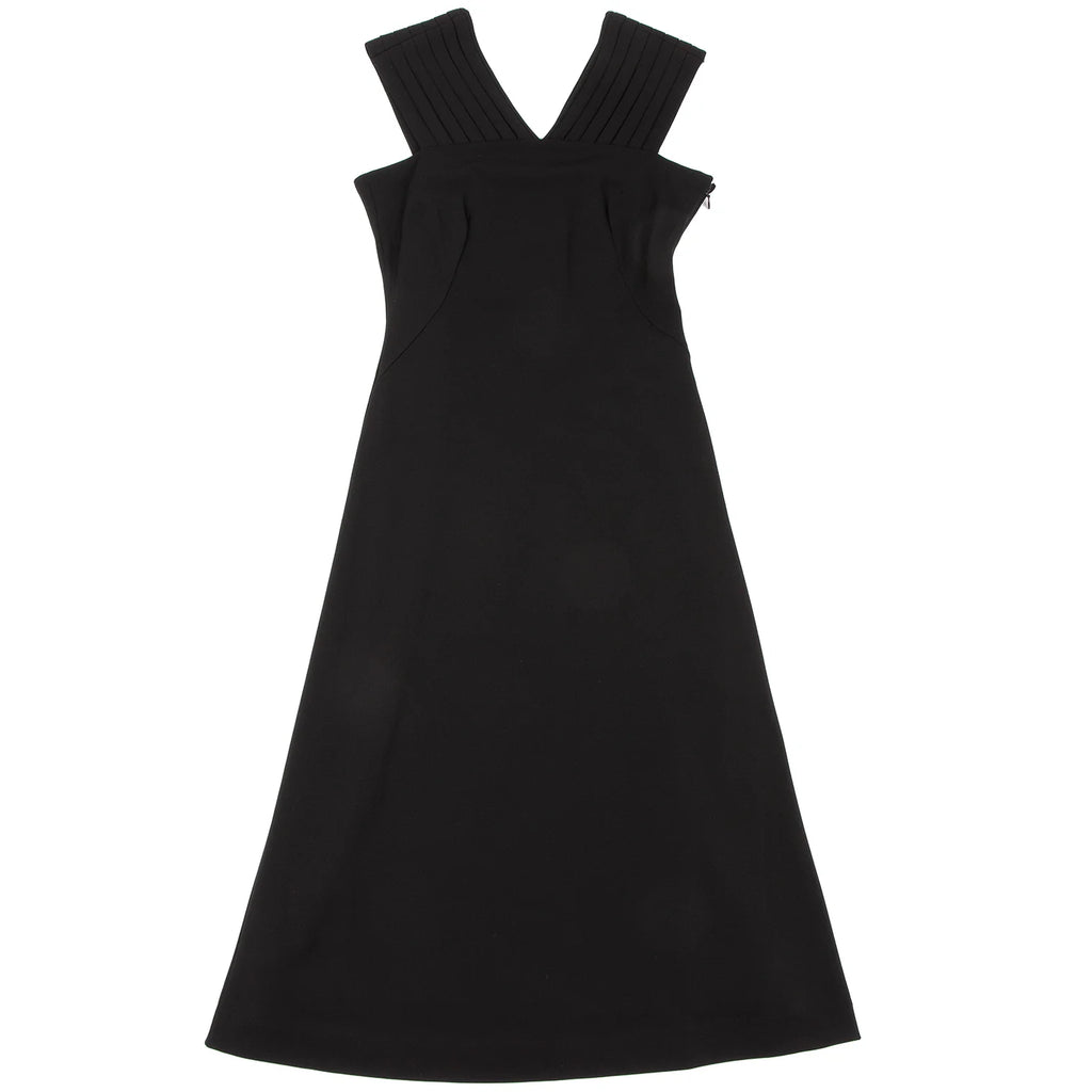 Sybilla Spain. Black Triacetate Blend Pleated Shoulder Sleeveless Dress