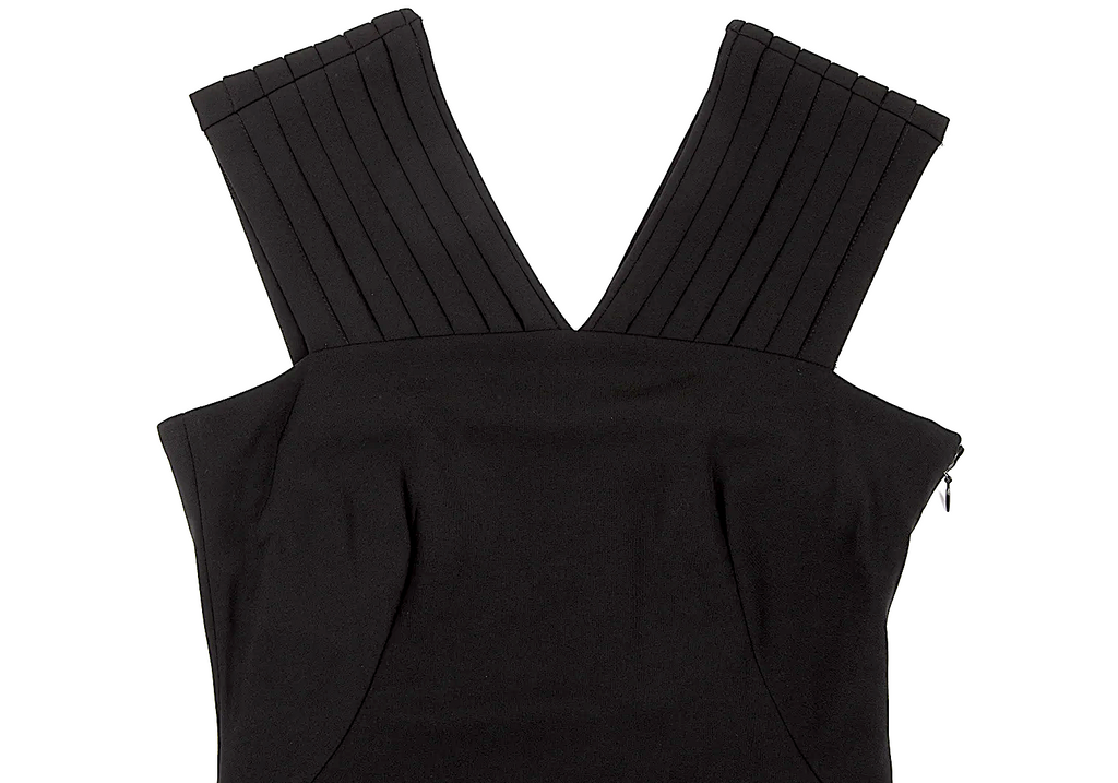 Sybilla Spain. Black Triacetate Blend Pleated Shoulder Sleeveless Dress