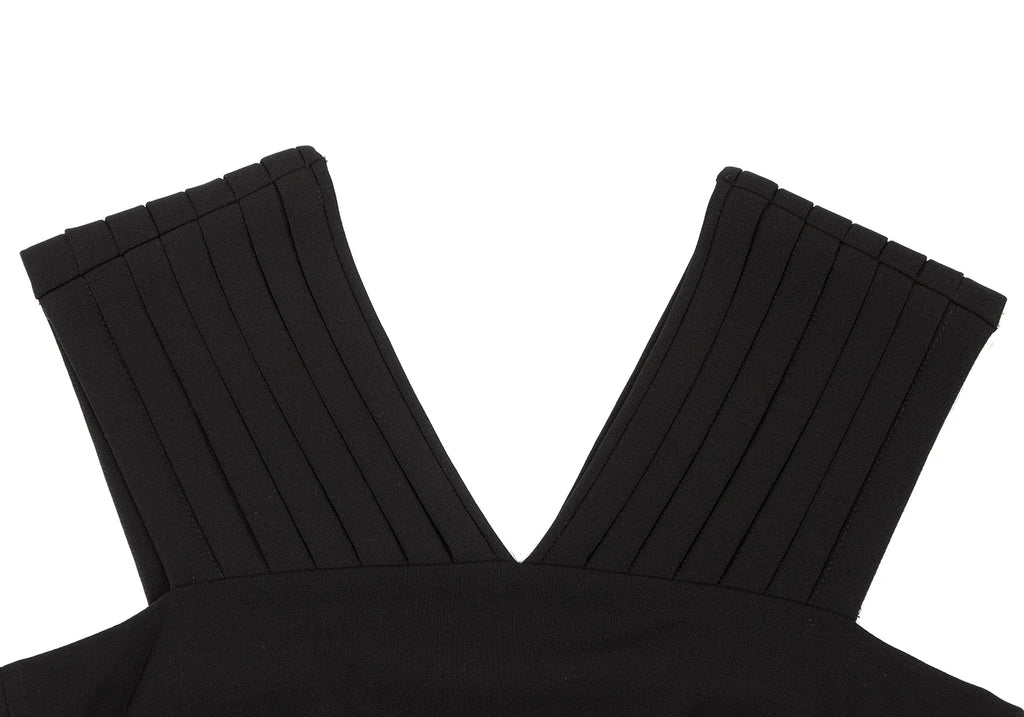 Sybilla Spain. Black Triacetate Blend Pleated Shoulder Sleeveless Dress