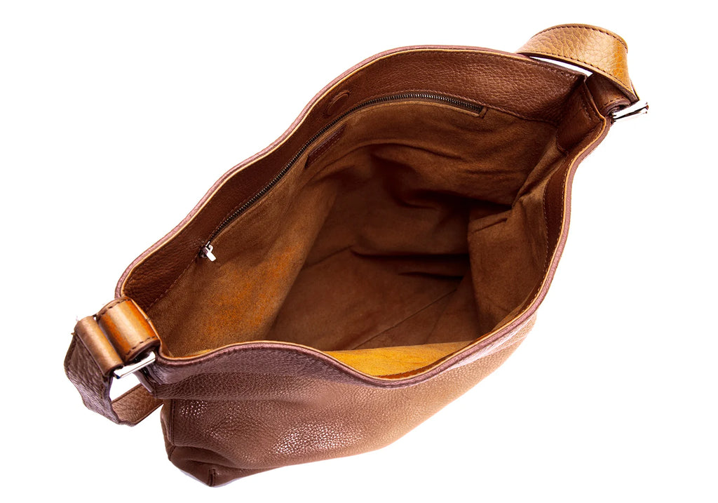 HIROFU JAPAN. Brown Leather Messenger/Shoulder Bag