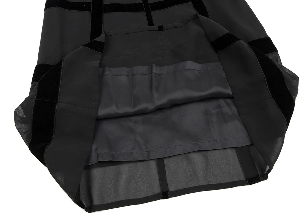 Sybilla Madrid. Black Velor Lattice Short Sleeve Dress