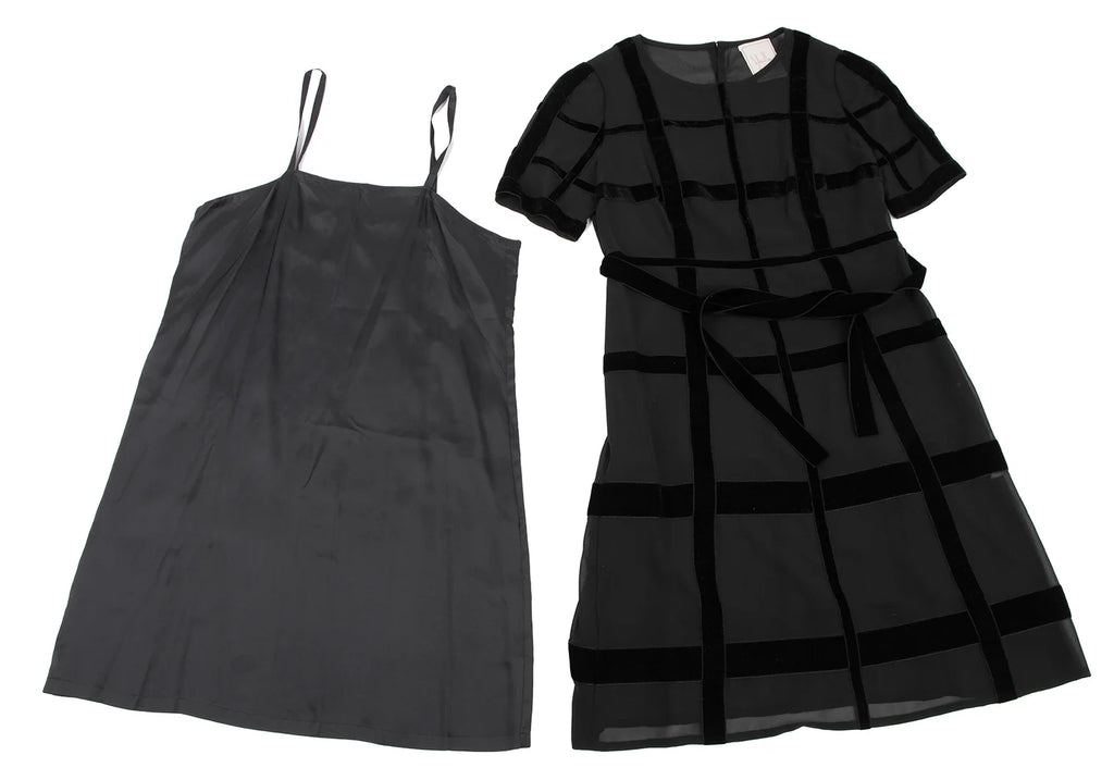 Sybilla Madrid. Black Velor Lattice Short Sleeve Dress