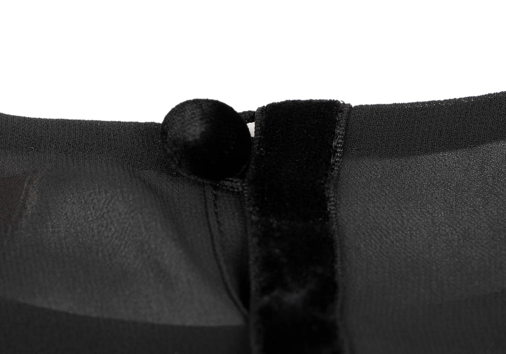 Sybilla Madrid. Black Velor Lattice Short Sleeve Dress