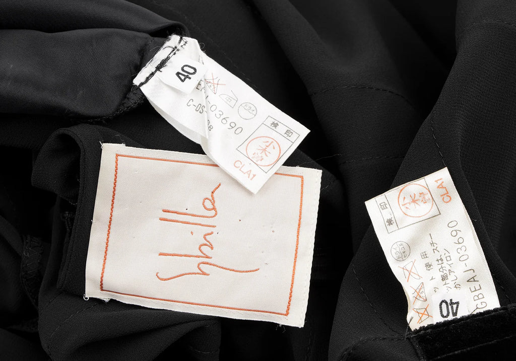 Sybilla Madrid. Black Velor Lattice Short Sleeve Dress