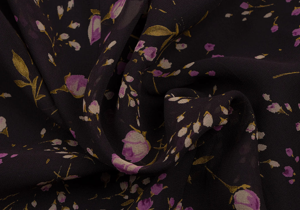 MaxMara Italy. Eggplant Color Lace Layered Floral Print Silk Skirt