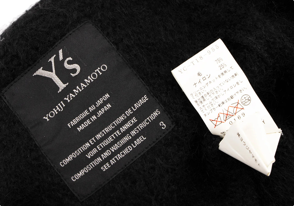 YOHJI YAMAMOTO JAPAN. Y's Wool Nylon Black Long Knit Jacket