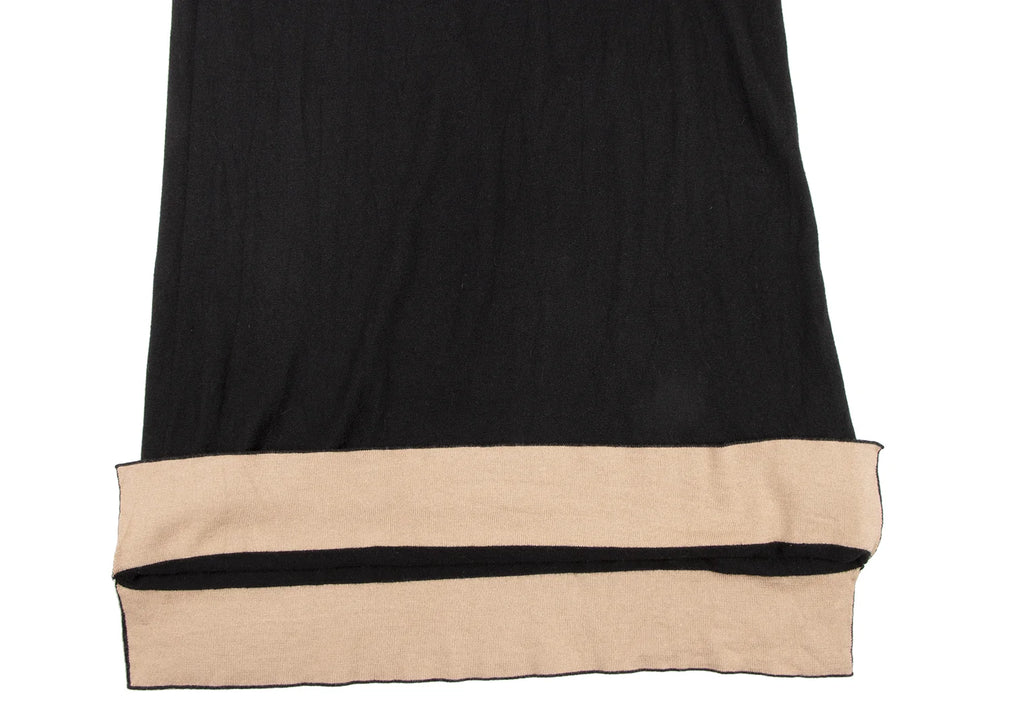 MaxMara Italy. Black Silk/Cashmere Draped Neck Sleeveless Dress