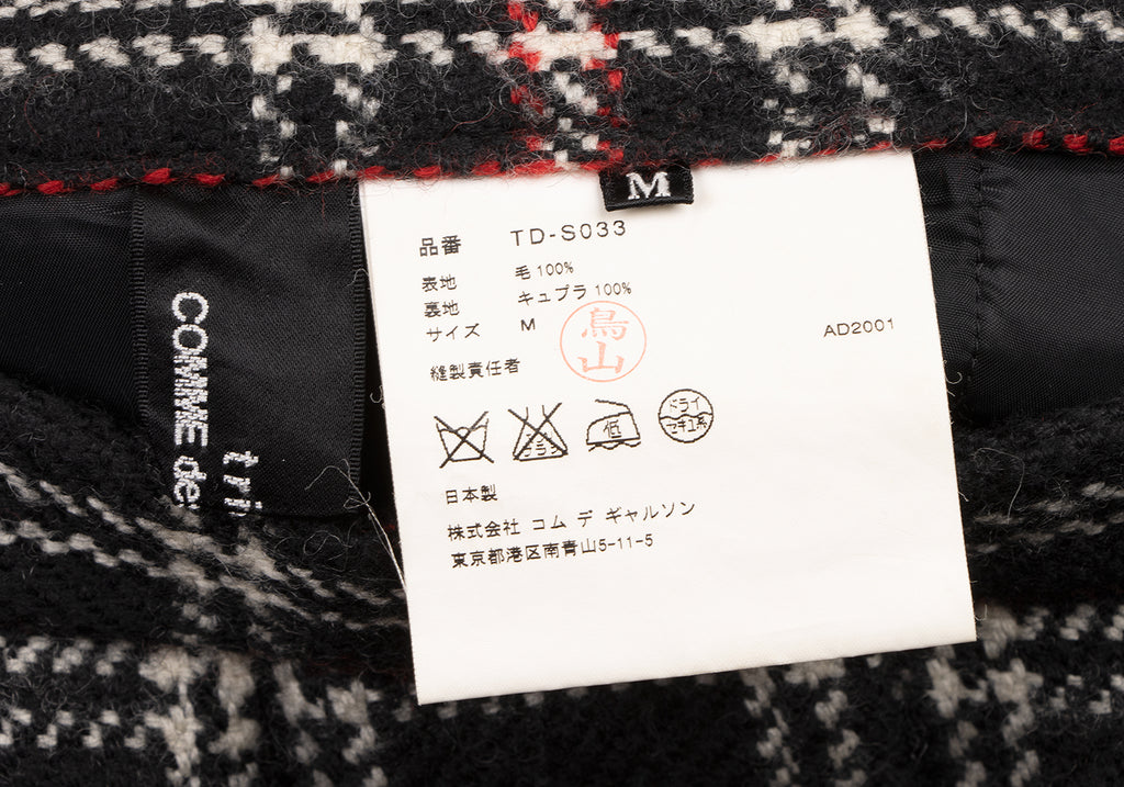 COMME des GARCONS JAPAN. TRICOT. Black Pleated Plaid Wool Skirt