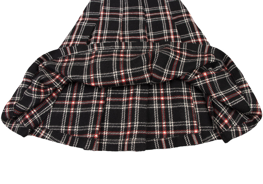 COMME des GARCONS JAPAN. TRICOT. Black Pleated Plaid Wool Skirt