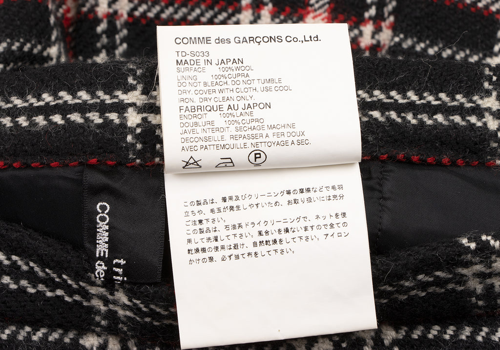 COMME des GARCONS JAPAN. TRICOT. Black Pleated Plaid Wool Skirt