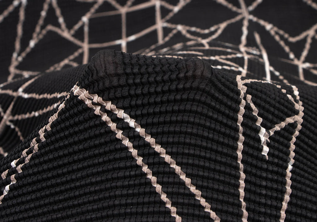 ISSEY MIYAKE JAPAN. "me Line" Black Printed Stretch Pleats Cardigan