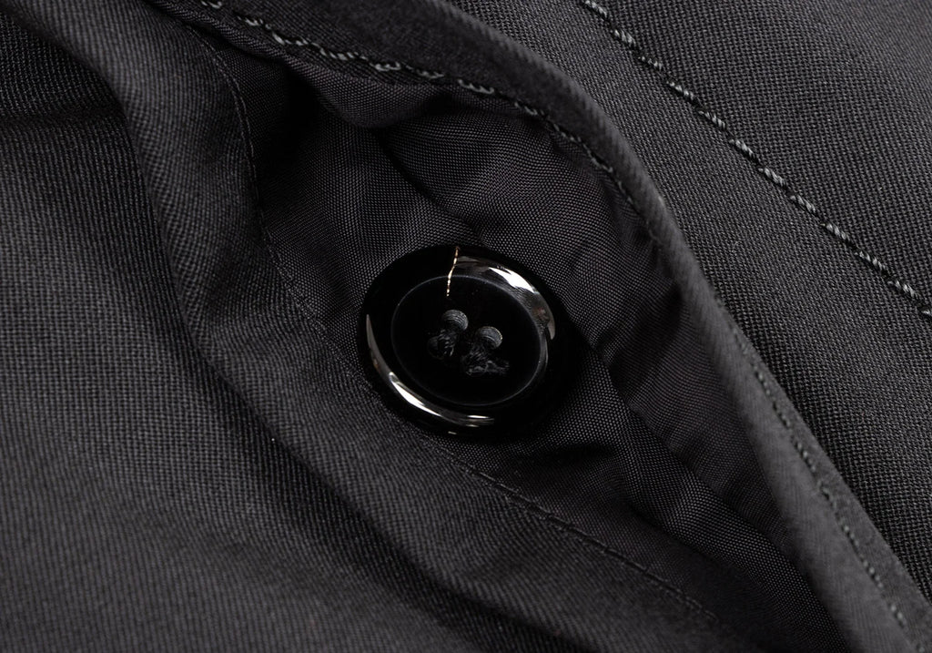 COMME des GARCONS JAPAN. Wool Stitched Black Trench Coat