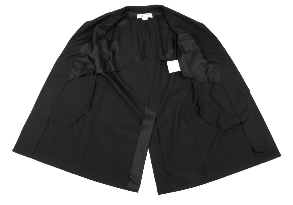 COMME des GARCONS JAPAN. Wool Stitched Black Trench Coat