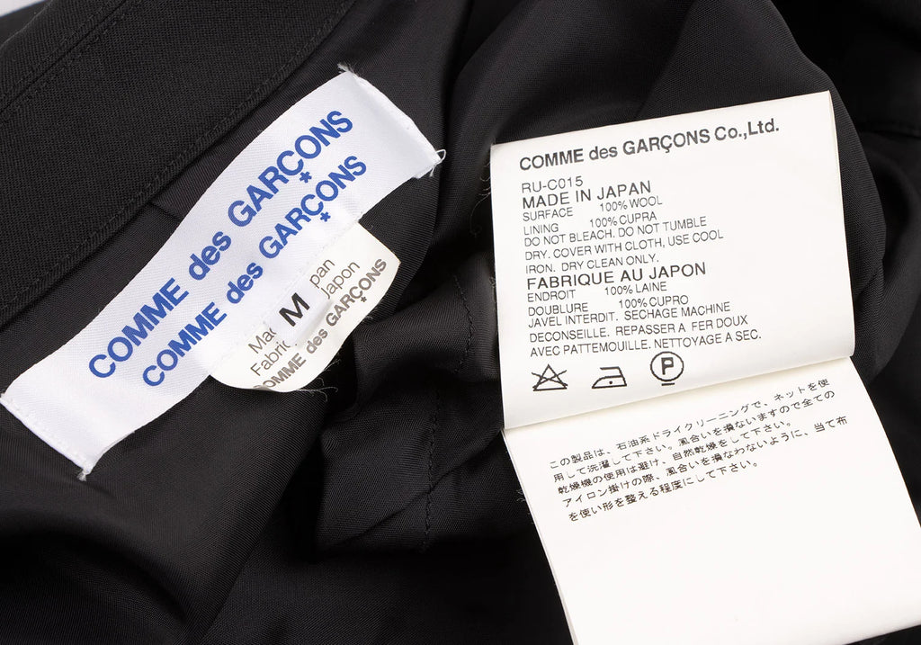 COMME des GARCONS JAPAN. Wool Stitched Black Trench Coat