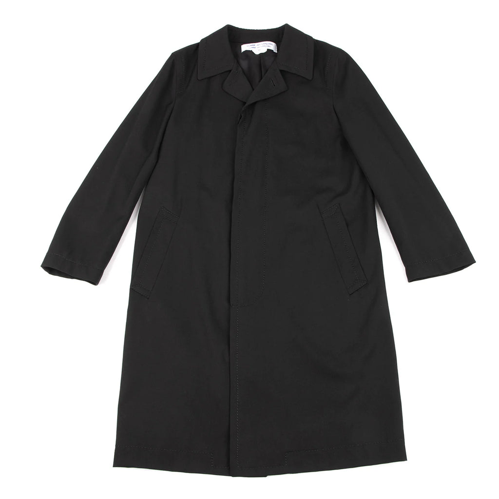 COMME des GARCONS JAPAN. Wool Stitched Black Trench Coat