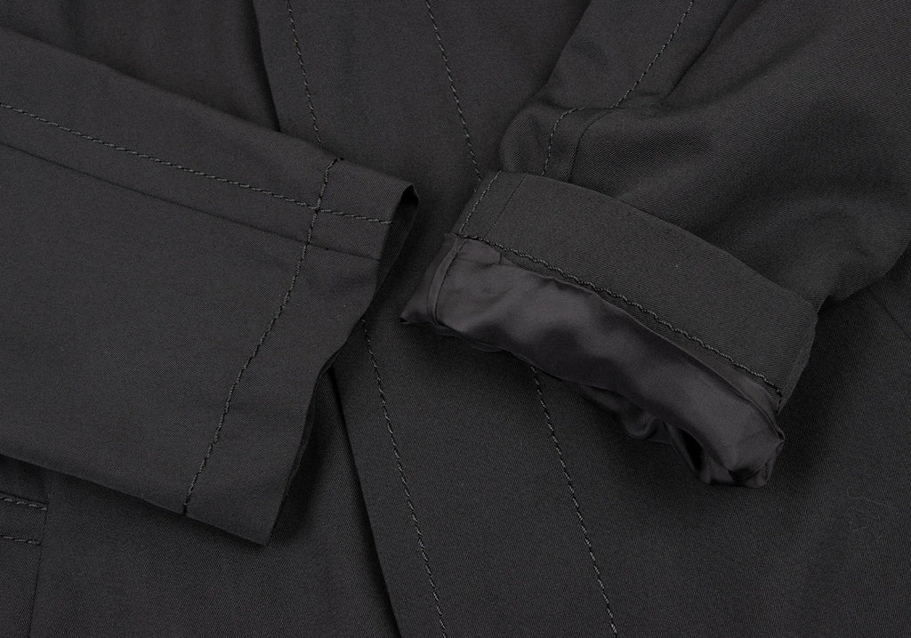 COMME des GARCONS JAPAN. Wool Stitched Black Trench Coat