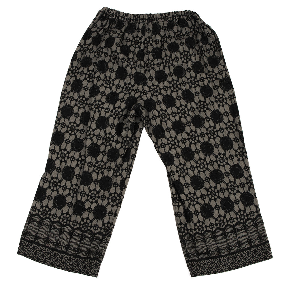 Yohji Yamamoto Japan. Y's for Living. Grey/Black Printed Lace Pattern Cotton Wide Pants