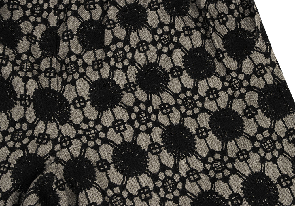 Yohji Yamamoto Japan. Y's for Living. Grey/Black Printed Lace Pattern Cotton Wide Pants