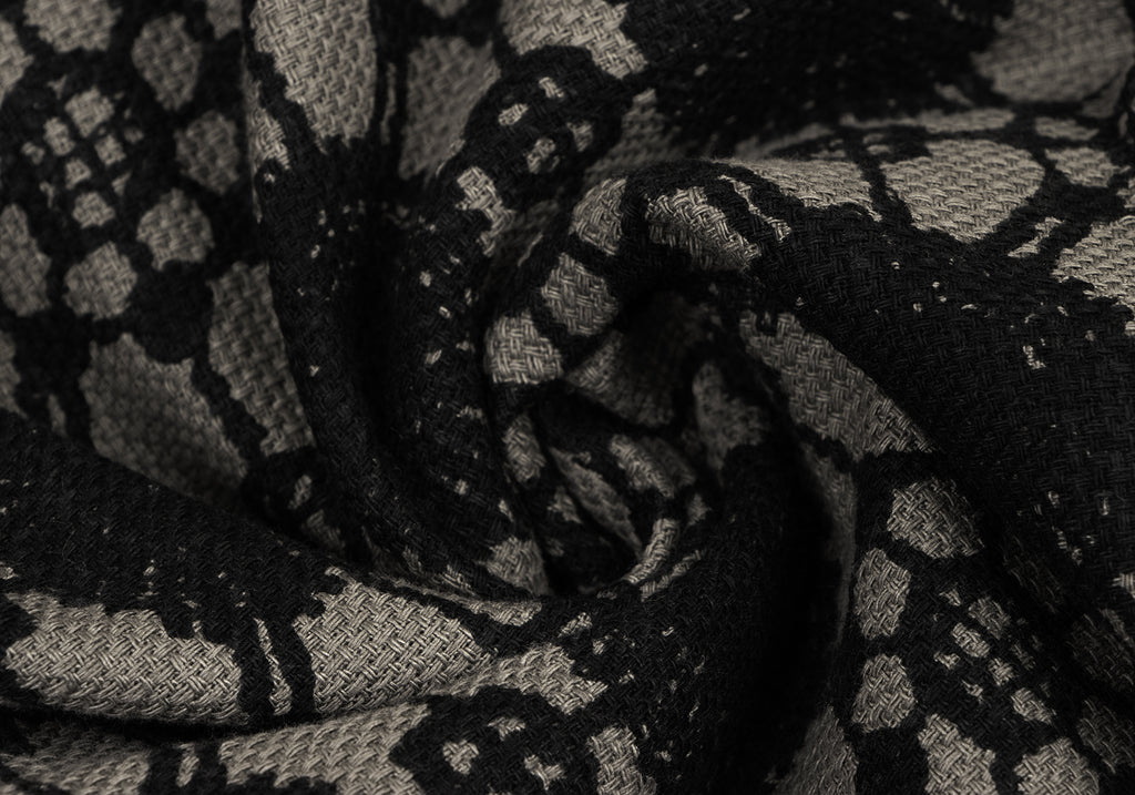 Yohji Yamamoto Japan. Y's for Living. Grey/Black Printed Lace Pattern Cotton Wide Pants