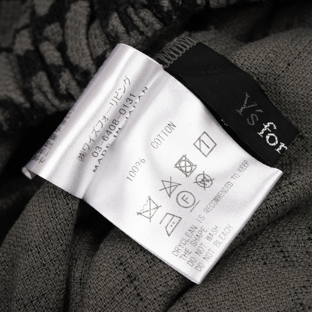 Yohji Yamamoto Japan. Y's for Living. Grey/Black Printed Lace Pattern Cotton Wide Pants