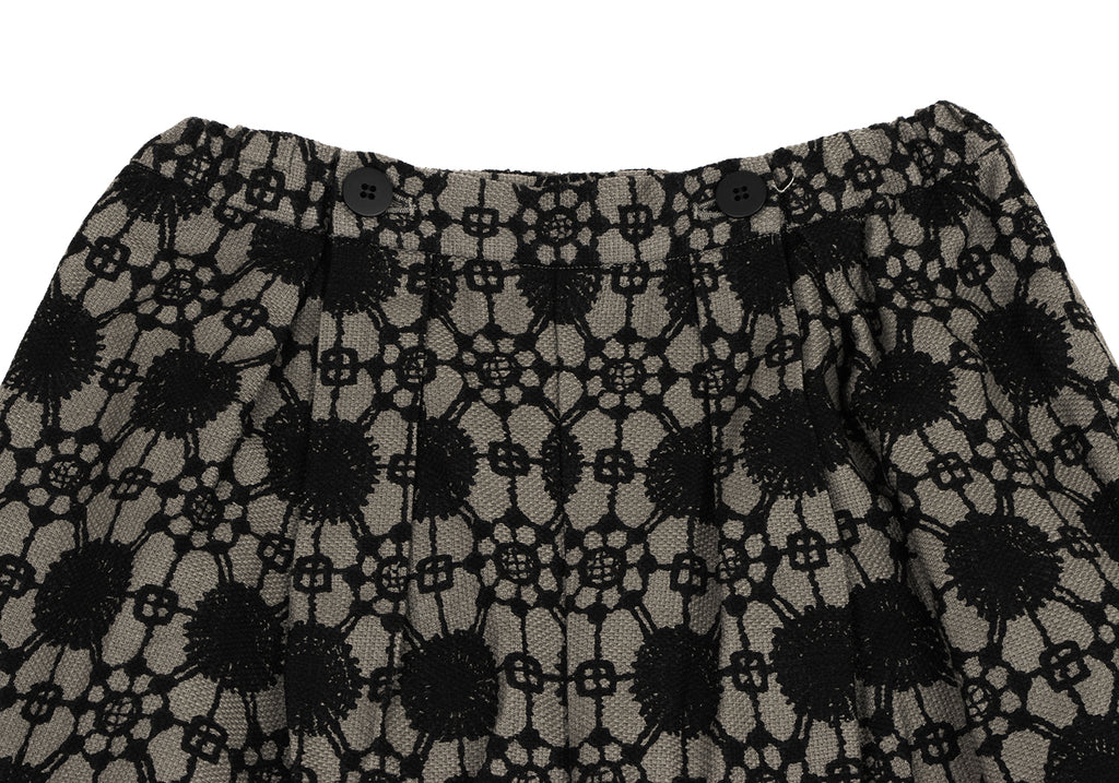 Yohji Yamamoto Japan. Y's for Living. Grey/Black Printed Lace Pattern Cotton Wide Pants