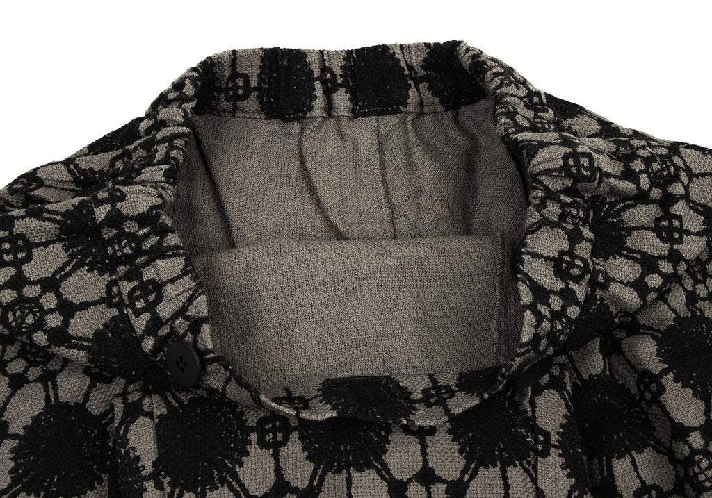 Yohji Yamamoto Japan. Y's for Living. Grey/Black Printed Lace Pattern Cotton Wide Pants