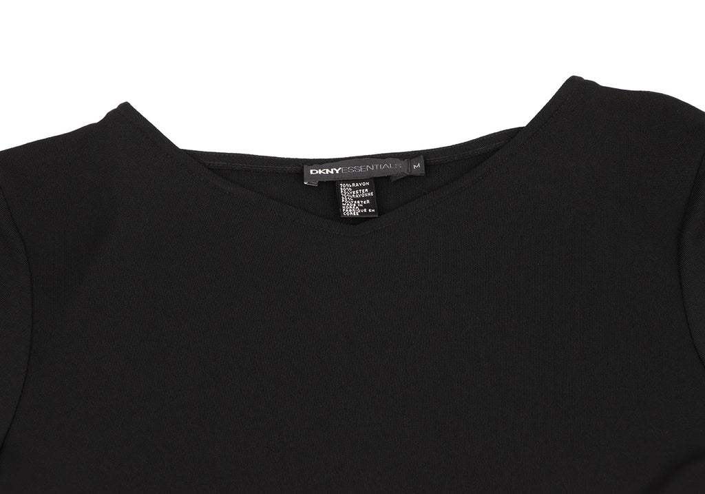 DKNY NEW YORK. ESSENTIALS Black Back Raglan V Neck Dress
