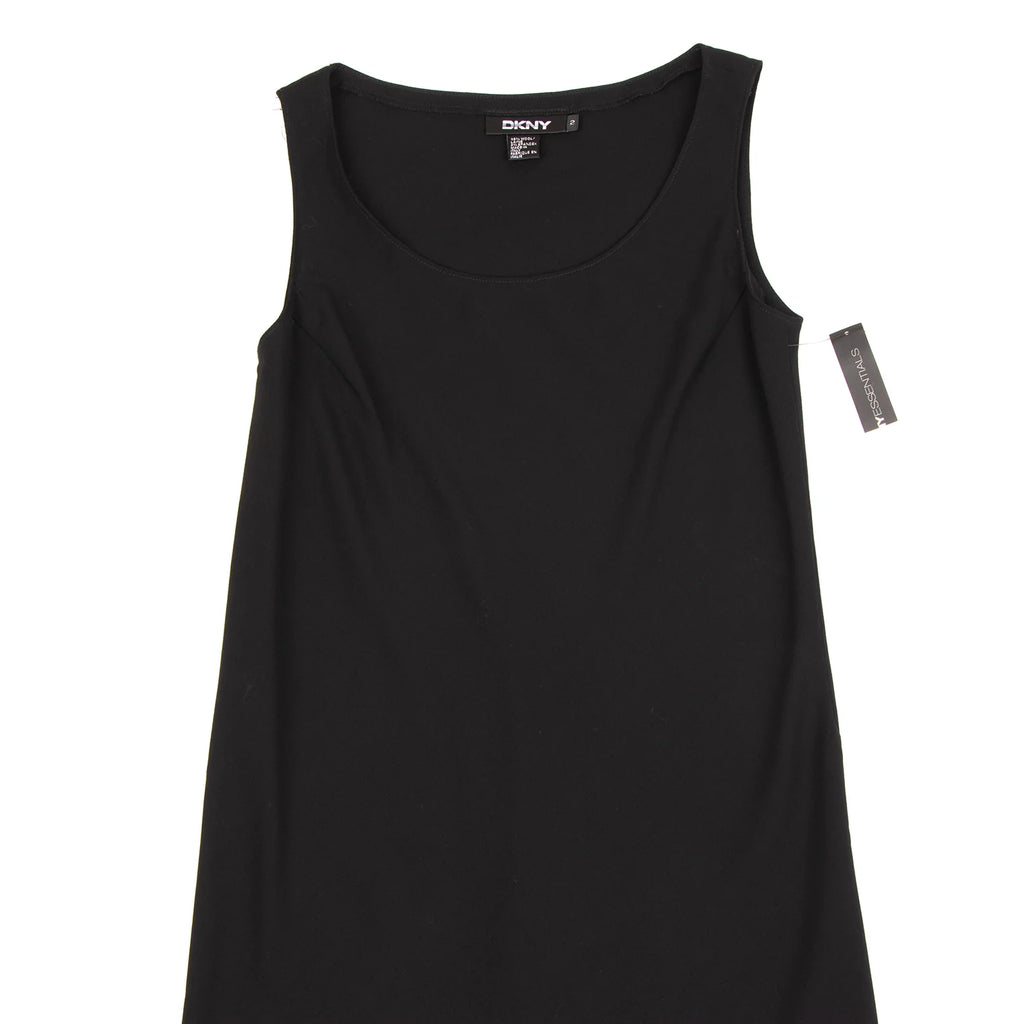 DKNY New York. NEW W/TAG. Black Bias Cut Switching Wool Sleeveless Dress